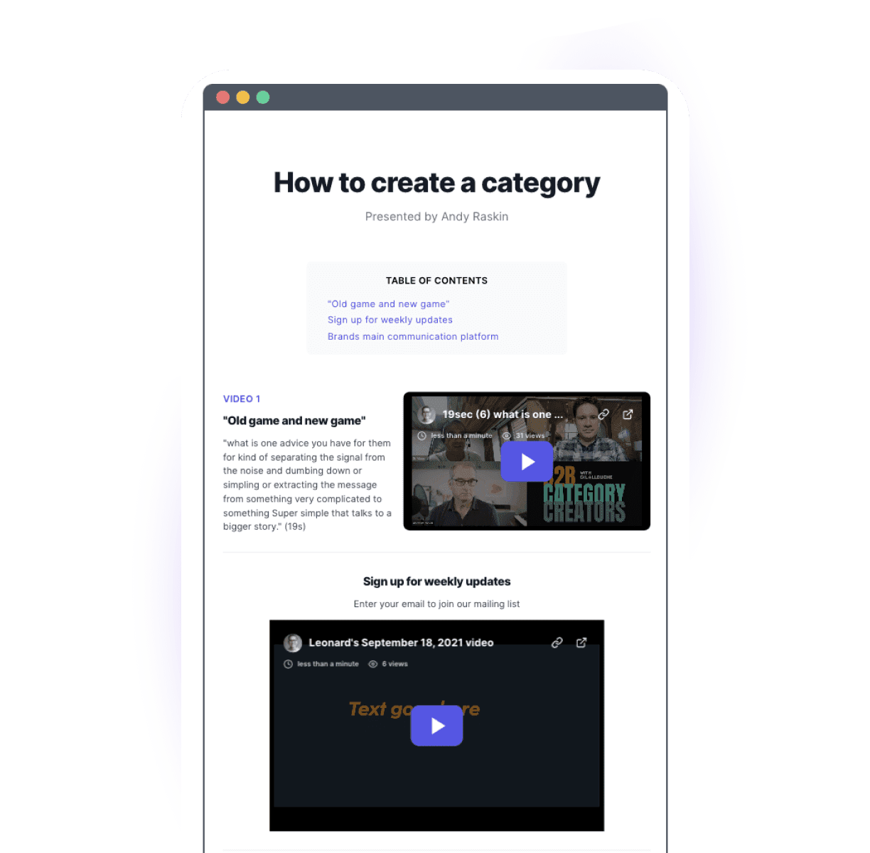 Milk Video landing page UI